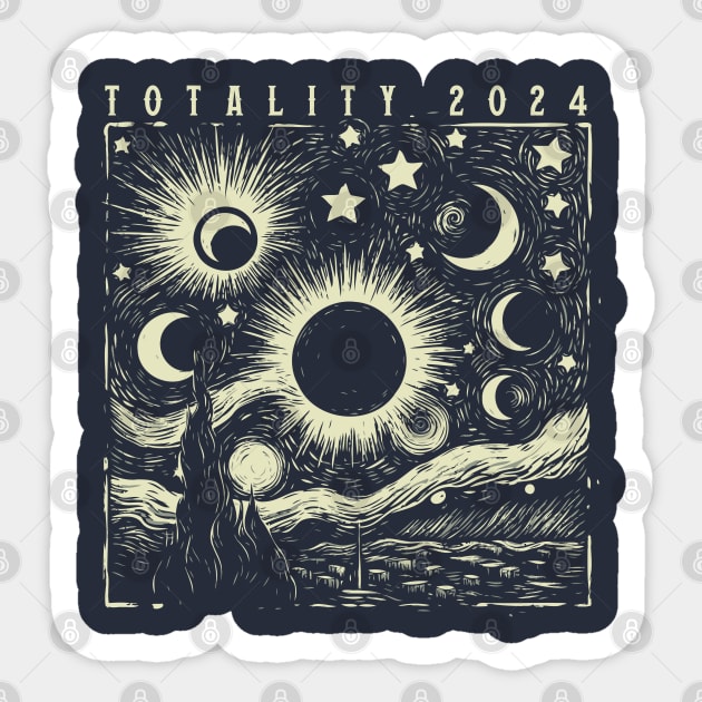 Totality 2024 // Vintage Astronomy Gift Solar Eclipse Sticker by Trendsdk